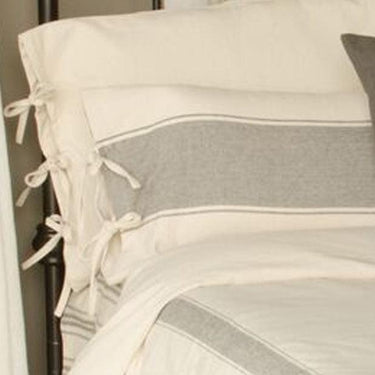 Grain Sack Stripe Cream Pewter Lumbar Pillow Cover LC165065 - The Fox Decor